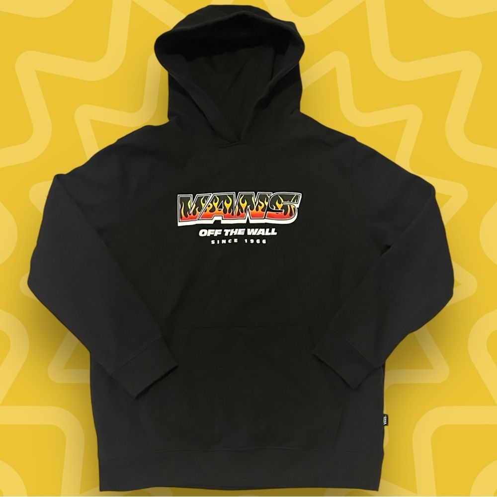Vans Kids Up in Flames Black Pullover Hoodie- Size Large